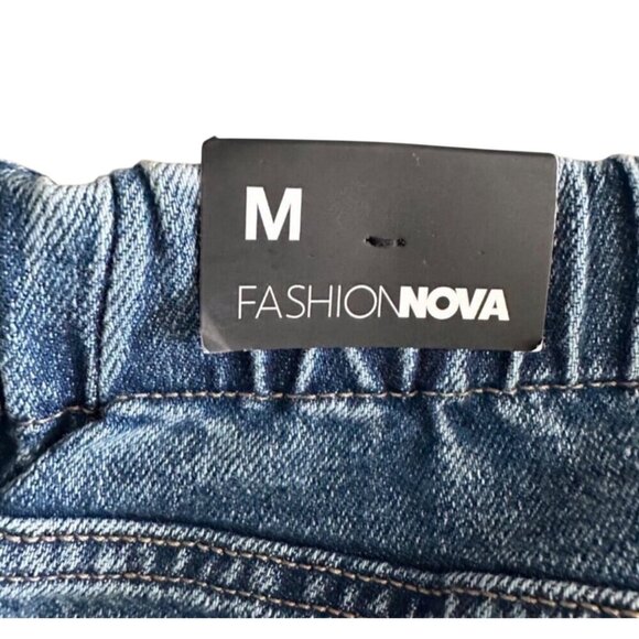 Fashion Nova Never Looking Back Denim Joggers Size M Medium Blue Wash - Picture 10 of 15